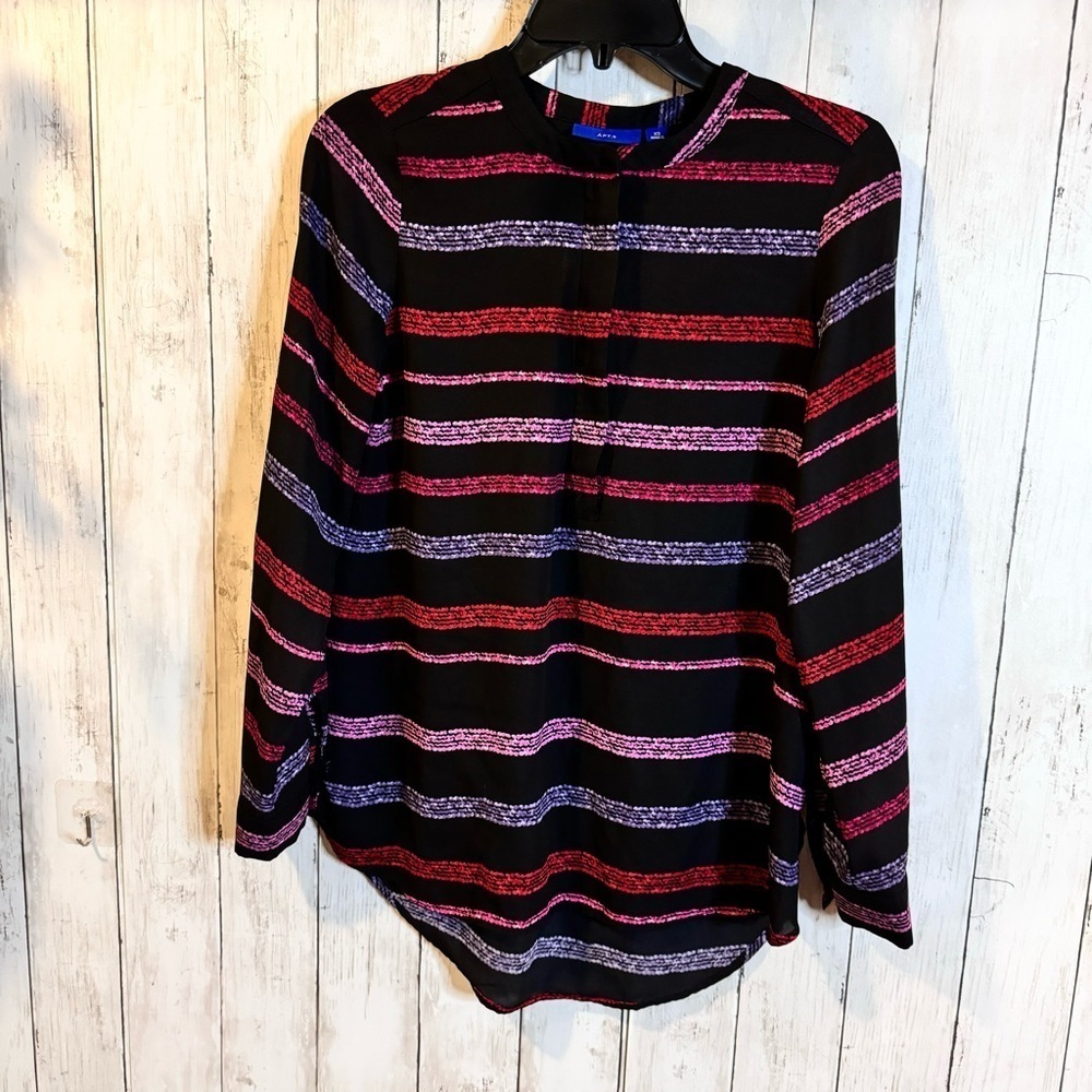 APT. 9 women’s size XS long sleeve black blouse with black, red,pink,purple